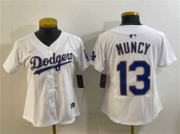 Women%27s Los Angeles Dodgers #13 Max Muncy White Gold Limited Stitched Jersey